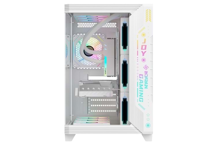 BEYAZ 7 RGB FANLI ATX TEMPERLİ CAM PANEL AKVARYUM GAMİNG BİLGİSAYAR KASASI JOY GAMİNG