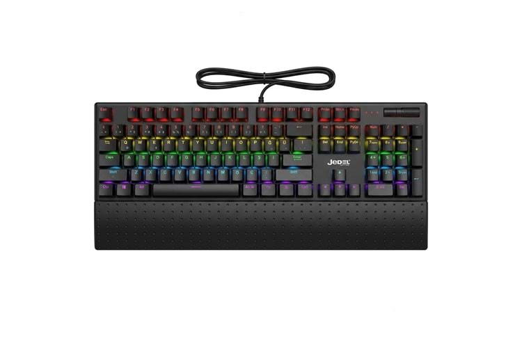 JEDEL KL159P RGB BLUE SWITCH BİLEK DESTEKLİ MEKANİK KABLOLU KLAVYE