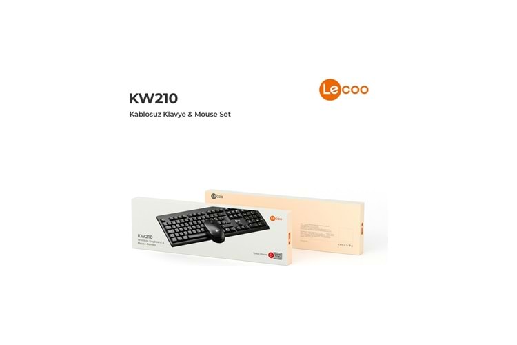 LENOVO LECOO KW210 Kablosuz Türkçe Q Klavye & Mouse Set Siyah
