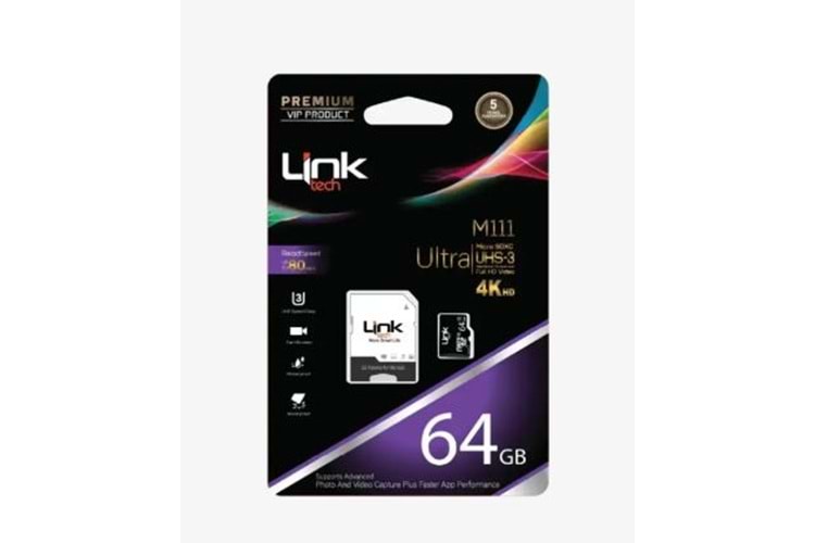 LİNKTECH 64GB ULTRA 4K 90MB/S-40MB/S ADAPTÖRLÜ MİKRO SD KART