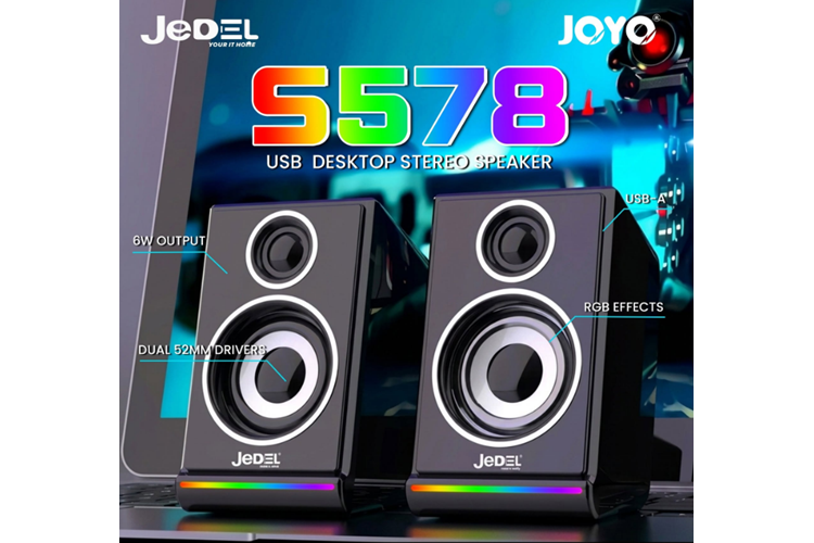 JEDEL USB 1 + 1 RAİNBOW OFFICE USB KABLOLU BİLGİSAYAR HOPARLÖRÜ S-578
