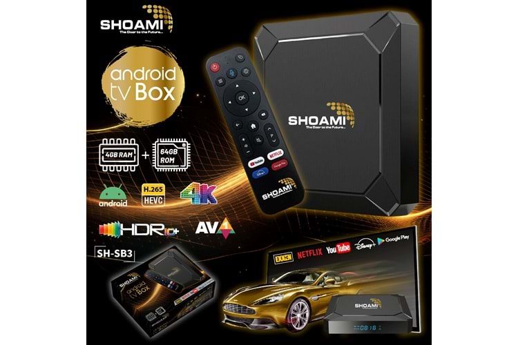 SHOMİ 4k Ultra Hd Android Tv Box 4GB RAM 64 GB HAFIZA(ANDROİD 13 İŞLETİM SİSTEMİ) SHSB3