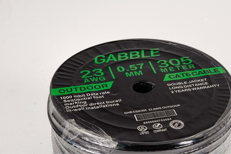 GABBLE GAB-CDK305 CAT6 305MT DIŞ ORTAM KABLO OD 0.57MM