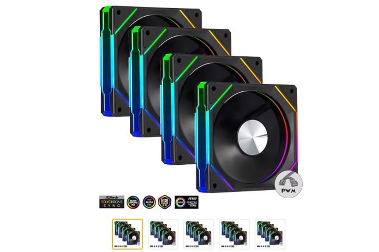 DRAGOSS LS300 V2 120MM ARGB 2000RPM, Kontrolcü, Kumanda PWM 4X SET SİYAH KASA FANI