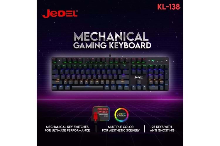 JEDEL KL138 RGB BLUE SWITCH MEKANİK KABLOLU KLAVYE