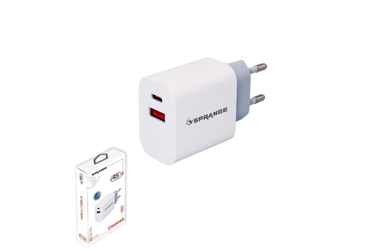 SPRANGE PT-X45 45W USB-A / USB-C Şarj Başlık