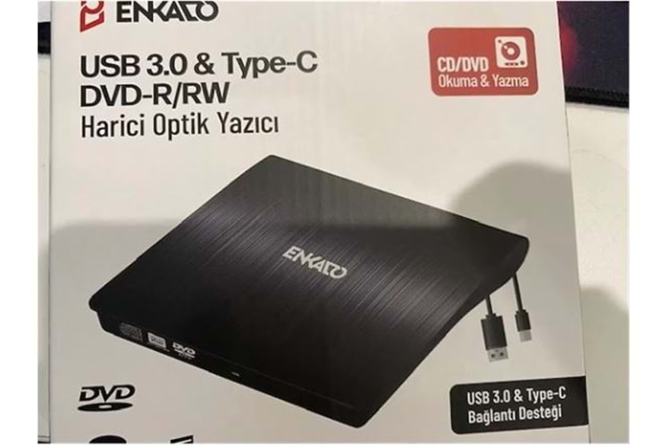 ENKADO EKD-UD120 DVD-R/CD-R/RW HARİCİ OPTİK YAZICI USB 3.0+TYPE-C