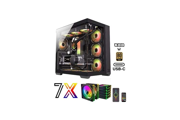 ZEİRON 7X12 RGB 600W 80 + BRONZE KUMANDALI CAM AKVARYUM KASA