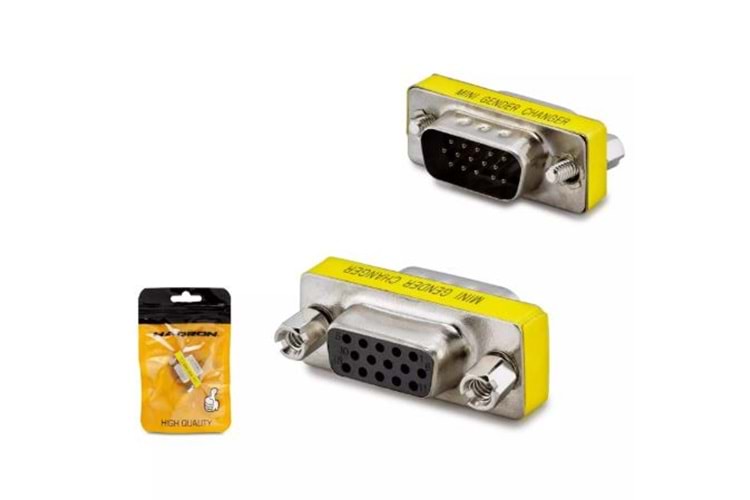 HADRON HN4391 VGA Erkek Dişi Gender Changer Adaptör-Gümüş