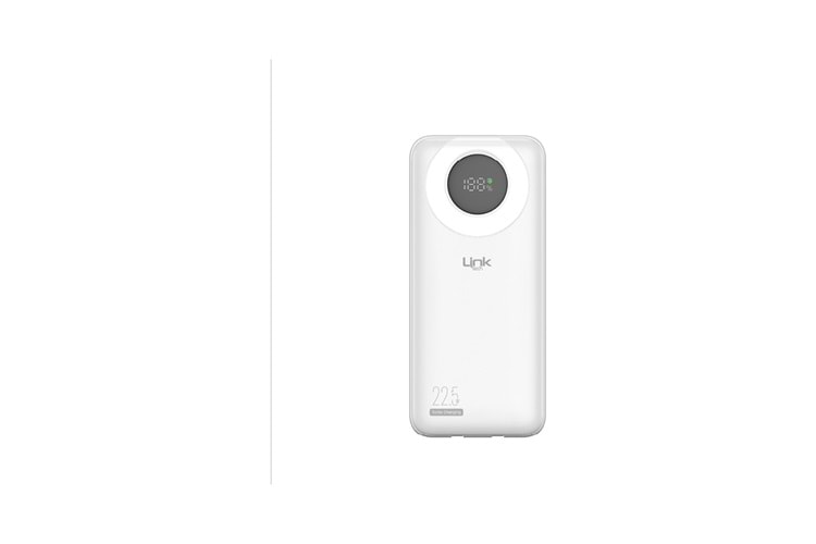 LİNKTECH P222 22.5W STRONG 20,000MAH POWERBANK LED EKRANLI TYPE-C+LİGHTNİNG SABİT KABLOLU BEYAZ