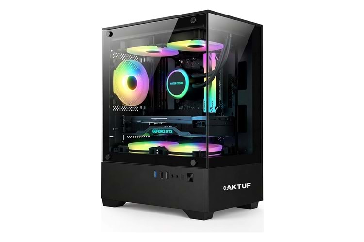 AKTUF FİERO 3X120MM RGB FAN PSU YOK GAMİNG CAM BİLGİSAYAR KASASI