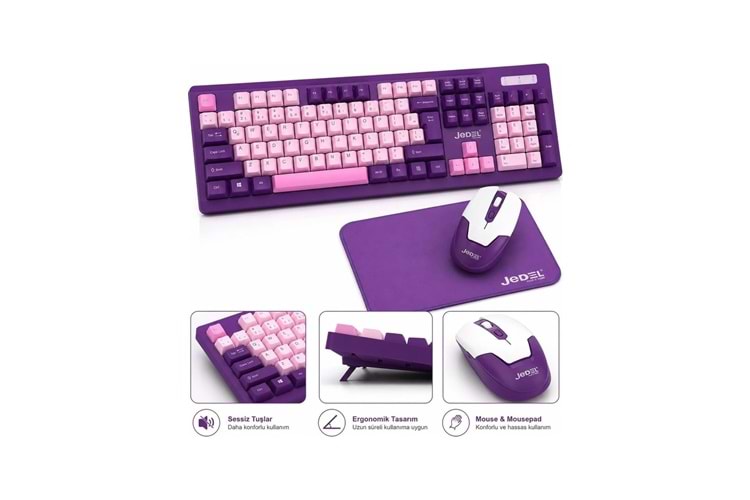 JEDEL WS737 3 IN 1 KABLOSUZ KLAVYE MOUSE SET + MOUSE PAD