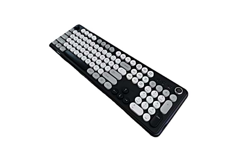 JEDEL USB KABLOSUZ / BLUETOOTH SİYAH-BEYAZ DAKTİLO TUŞLU YUMUŞAK TUŞLU KLAVYE WKB104