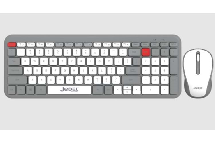 JEDEL YUMUŞAK TUŞLU BT+ 2.4GHZ USB DUAL MODE KABLOSUZ KLAVYE MOUSE SET( GRİ-BEYAZ )
