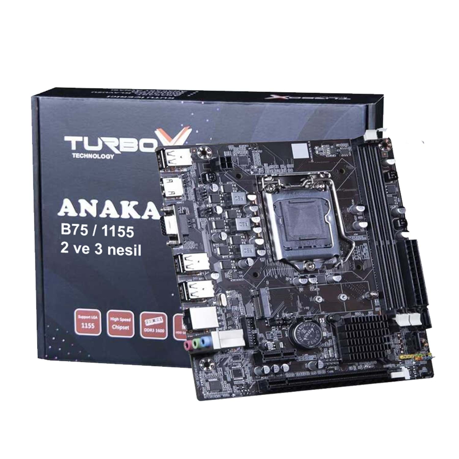 TURBOX B75(H61) M2 DDR3 1600MHZ USB 3.0 VGA HDMI  1155P 2.3.GEN ANAKART
