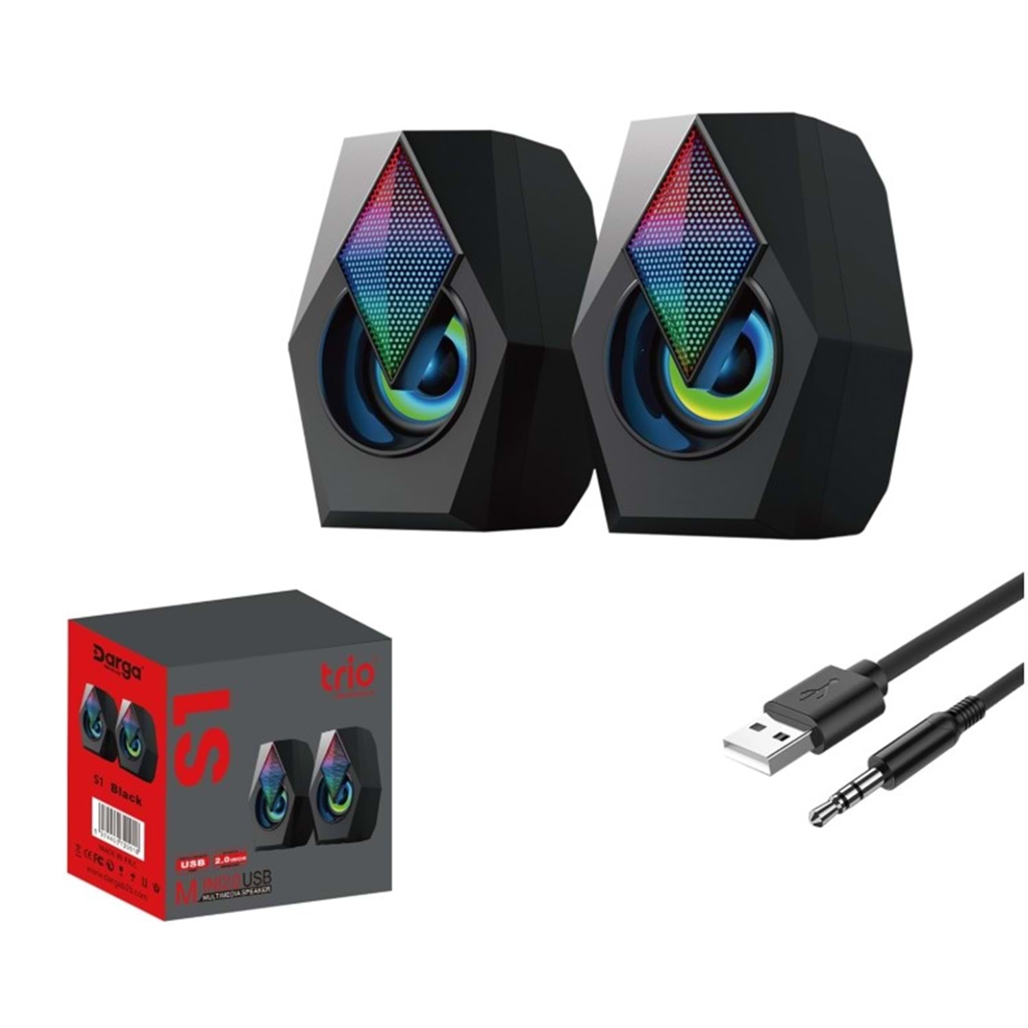 USB LEDLİ HOPARLÖR 1+1 S1 TRİO