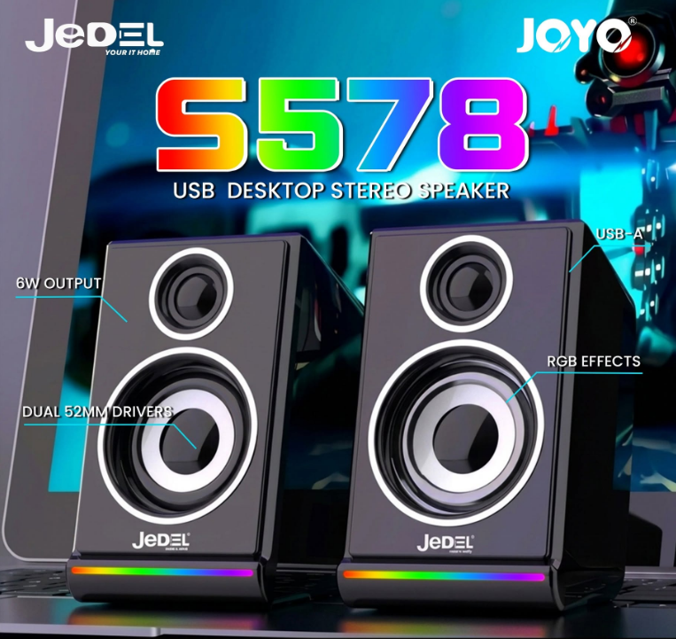 JEDEL  USB 1 + 1 RAİNBOW OFFICE USB KABLOLU BİLGİSAYAR  HOPARLÖRÜ  S-578