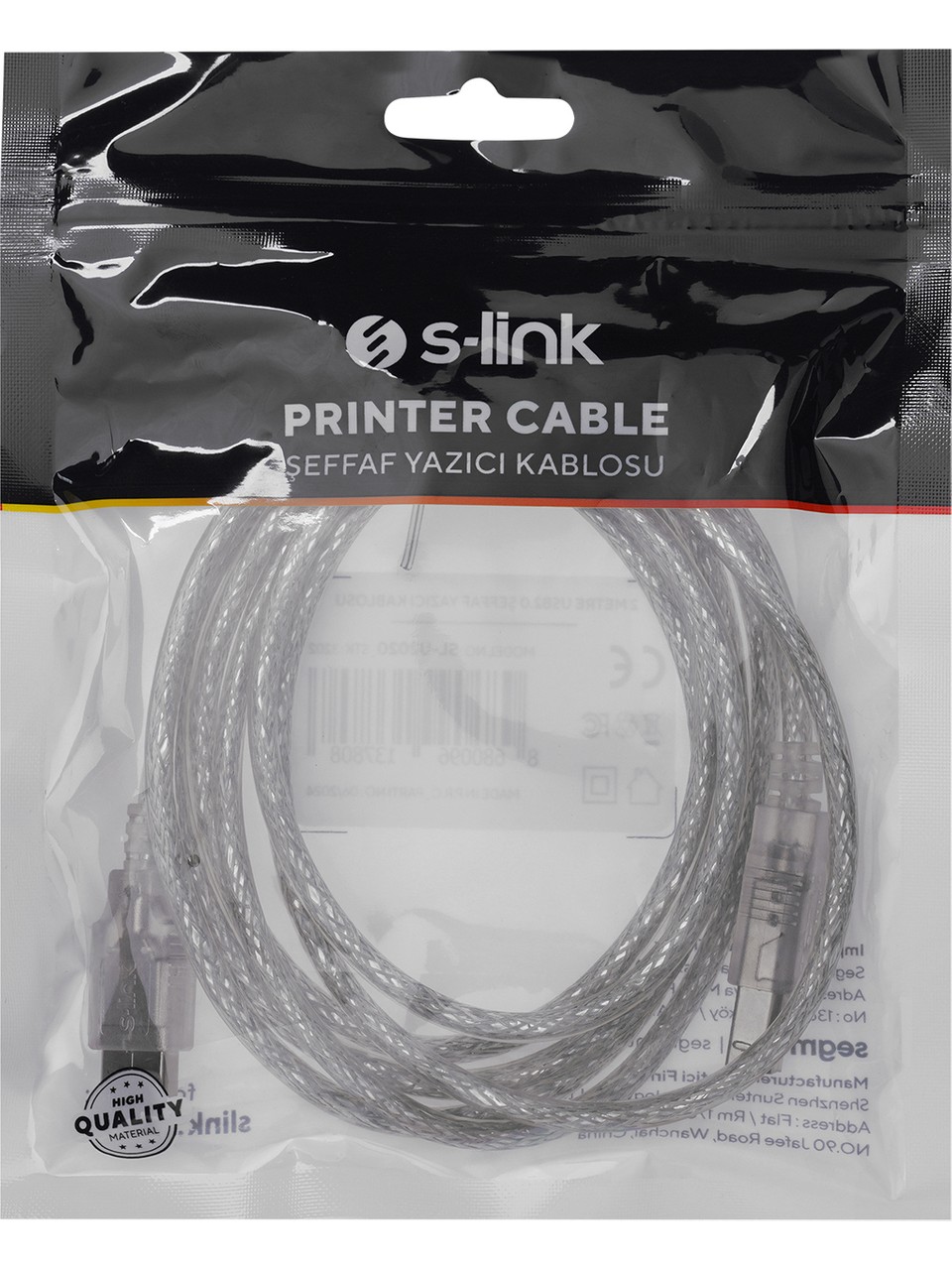 2 METRE S-LİNK SL-U2020 USB 2.0 YAZICI KABLOSU