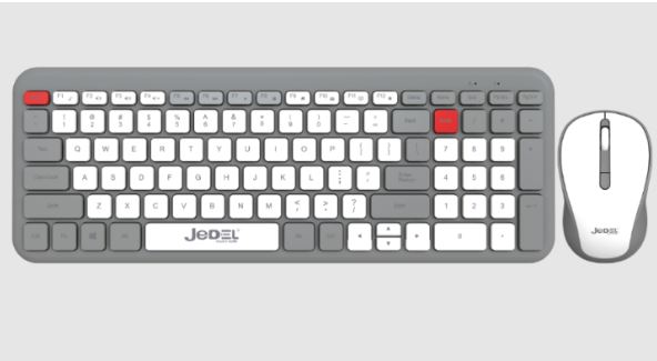 JEDEL YUMUŞAK TUŞLU BT+ 2.4GHZ USB DUAL MODE KABLOSUZ KLAVYE MOUSE SET( GRİ-BEYAZ )