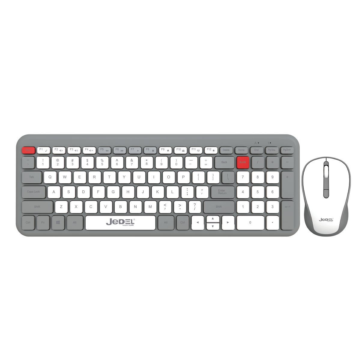 JEDEL YUMUŞAK TUŞLU BT+ 2.4GHZ USB DUAL MODE KABLOSUZ KLAVYE MOUSE SET( GRİ-BEYAZ )