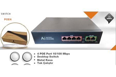 4 Port 10/100 Mbps POE SWITCH MPIA POE4 POE-4