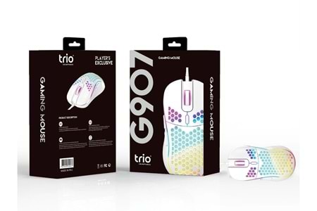 TRİO G907 3200DPİ BEYAZ RGB LEDLİ GAMİNG MOUSE
