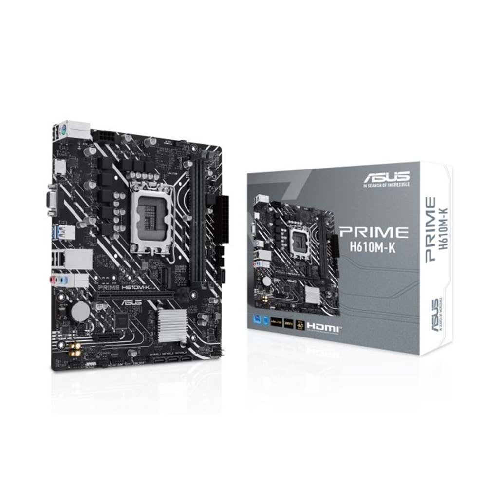 Asus Prime H610M-K Intel Soket LGA1700 DDR5 5600MHz mATX Gaming (Oyuncu) Anakart ( 12.&13.ve 14. GEN)