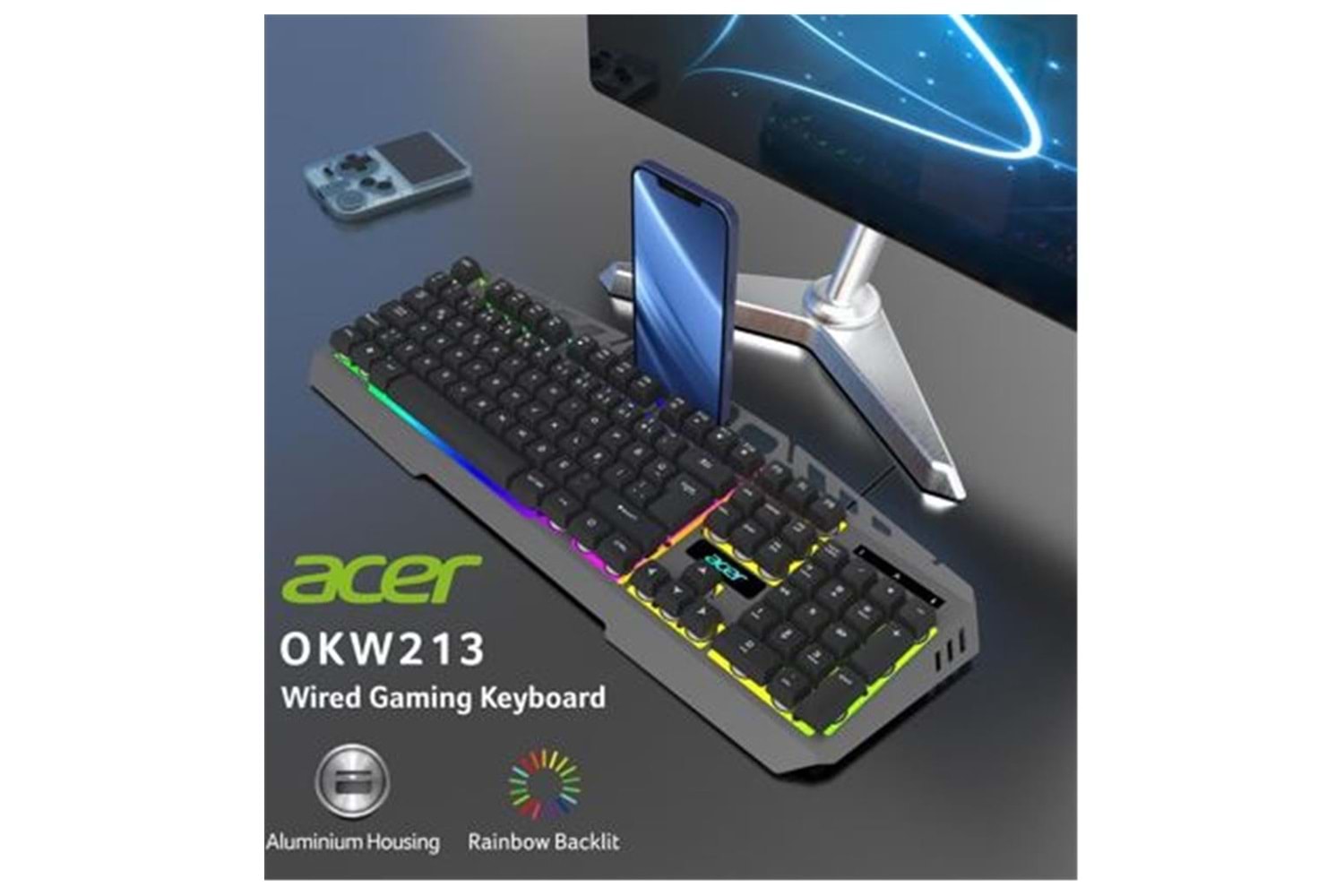 ACER IŞIKLI RGB 1.5M KABLOLU GAMİNG KLAVYE - OKW213