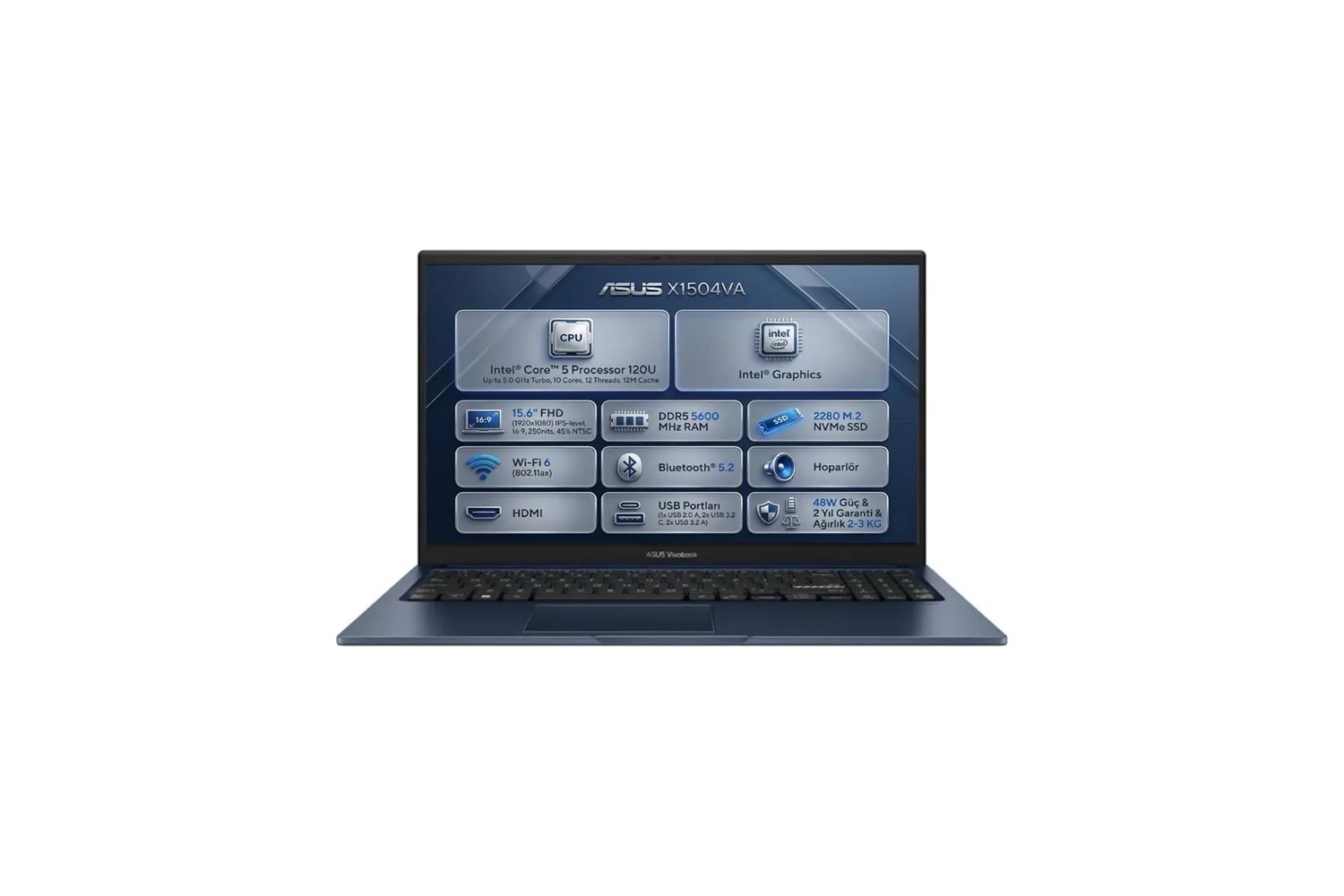 ASUS VİVOBOOK İNTEL CORE 5 120U 8GB DDR4 RAM 512GB M.2 SSD 15.6