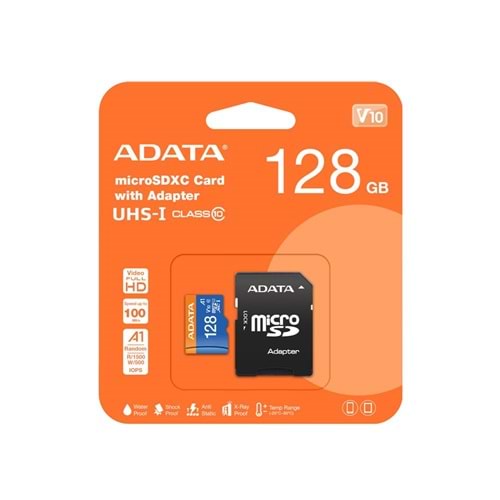 ADATA 128GB PREMİER MİCROSDXC CARD WİTH ADAPTER UHS-I Class10 V10 Hafıza Kartı