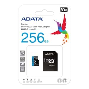 ADATA 256GB PREMİER MİCROSDXC CARD WİTH ADAPTER UHS-I Class10 V10 Hafıza Kartı