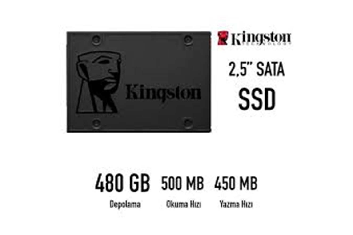 KINSTON A400 2.5 480GB Sata3 500/450 SA400S37/480G SDD DISK 2.EL (NAKİT)