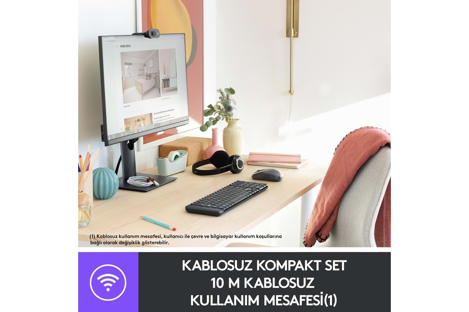 LOGITECH MK220 Q Türkçe Kablosuz Standart Siyah Klavye+ Mouse