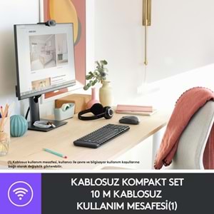 LOGITECH MK220 Q TURKCE KABLOSUZ STANDART SIYAH KLAVYE MOUSE SET