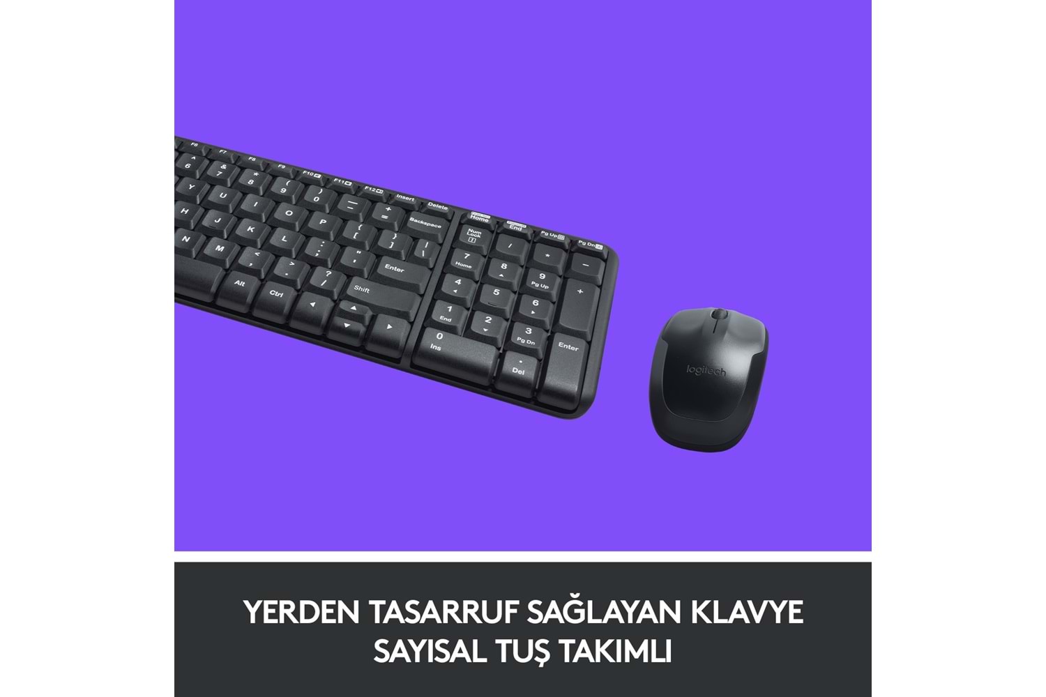 LOGITECH MK220 Q Türkçe Kablosuz Standart Siyah Klavye+ Mouse