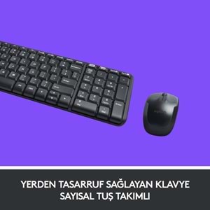 LOGITECH MK220 Q TURKCE KABLOSUZ STANDART SIYAH KLAVYE MOUSE SET