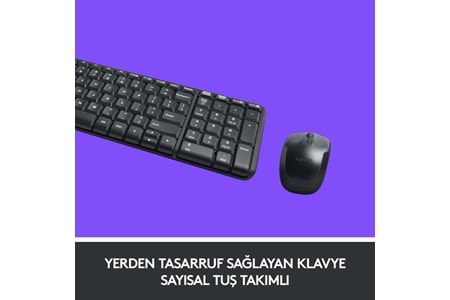 LOGITECH MK220 Q Türkçe Kablosuz Standart Siyah Klavye+ Mouse