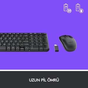 LOGITECH MK220 Q TURKCE KABLOSUZ STANDART SIYAH KLAVYE MOUSE SET