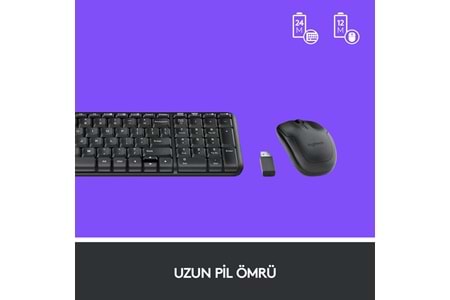 LOGITECH MK220 Q Türkçe Kablosuz Standart Siyah Klavye+ Mouse