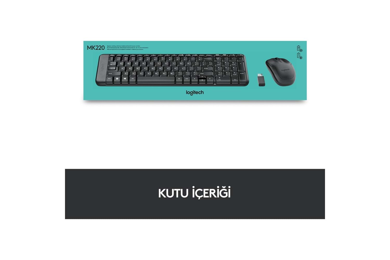 LOGITECH MK220 Q Türkçe Kablosuz Standart Siyah Klavye+ Mouse