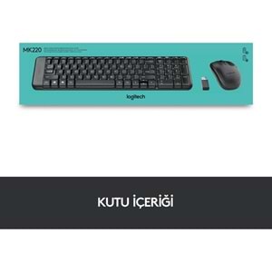 LOGITECH MK220 Q TURKCE KABLOSUZ STANDART SIYAH KLAVYE MOUSE SET