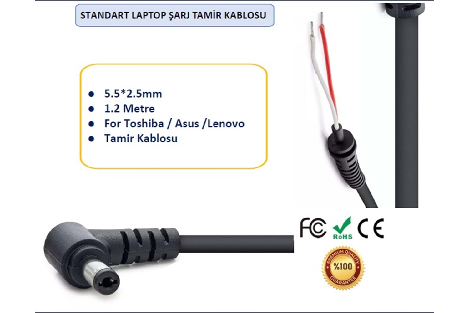 5.5*2.5MM L TİP ADAPTÖR TAMİR KABLOSU 014