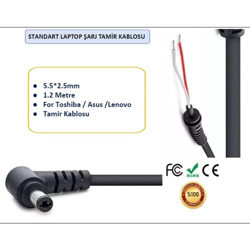 5.5*2.5MM L TİP ADAPTÖR TAMİR KABLOSU 014