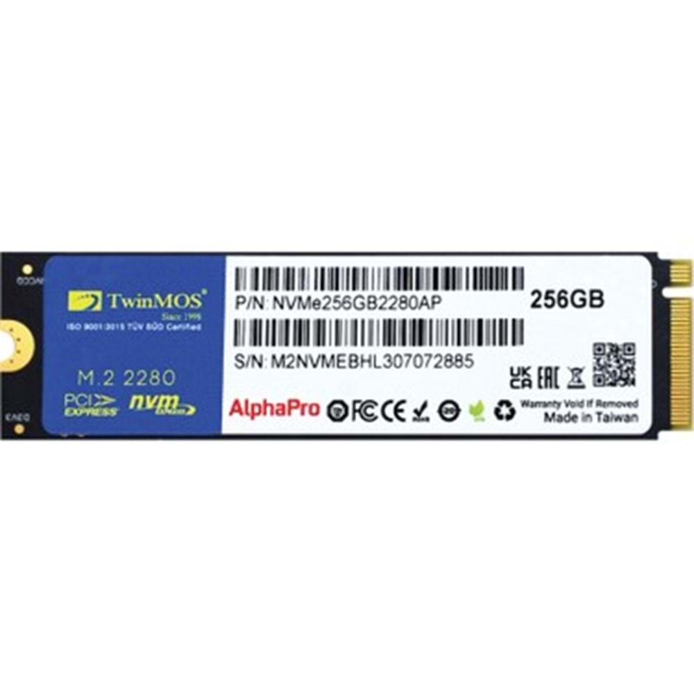 TWINMOS ALPHAPRO M.2 256GB (3600/3250MB/S) PCIE+NVME SSD DISK