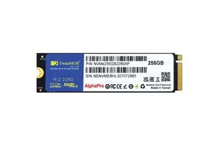 TWINMOS AlphaPro M.2 256GB (3600/3250MB/s) PCIe + NVMe SSD Disk