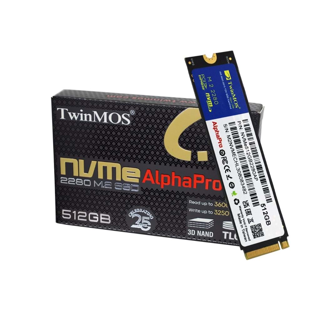 TWINMOS 512 GB M.2 NVME PCIE 3DNAND (3600/3250 ) (NVME 512GB2280AP) SSD DISK
