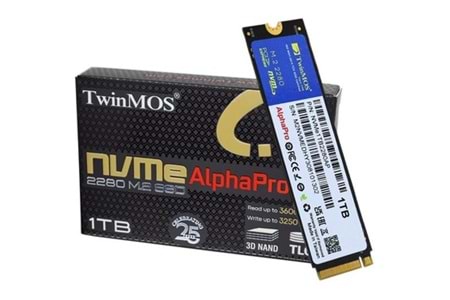 TWINMOS ALPHAPRO 1TB NVME M.2 2280AP (3600/3250MB/S) PCIE NVME (3D NAND) (22x80MM) SSD DISK