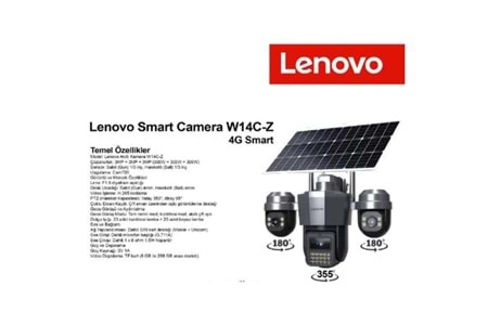 LENOVO G4W19-U (W14C-Z-U) 9MP 3 Lensli 4K Ultra HD 4G SOLAR Kamera Dual PTZ AOV