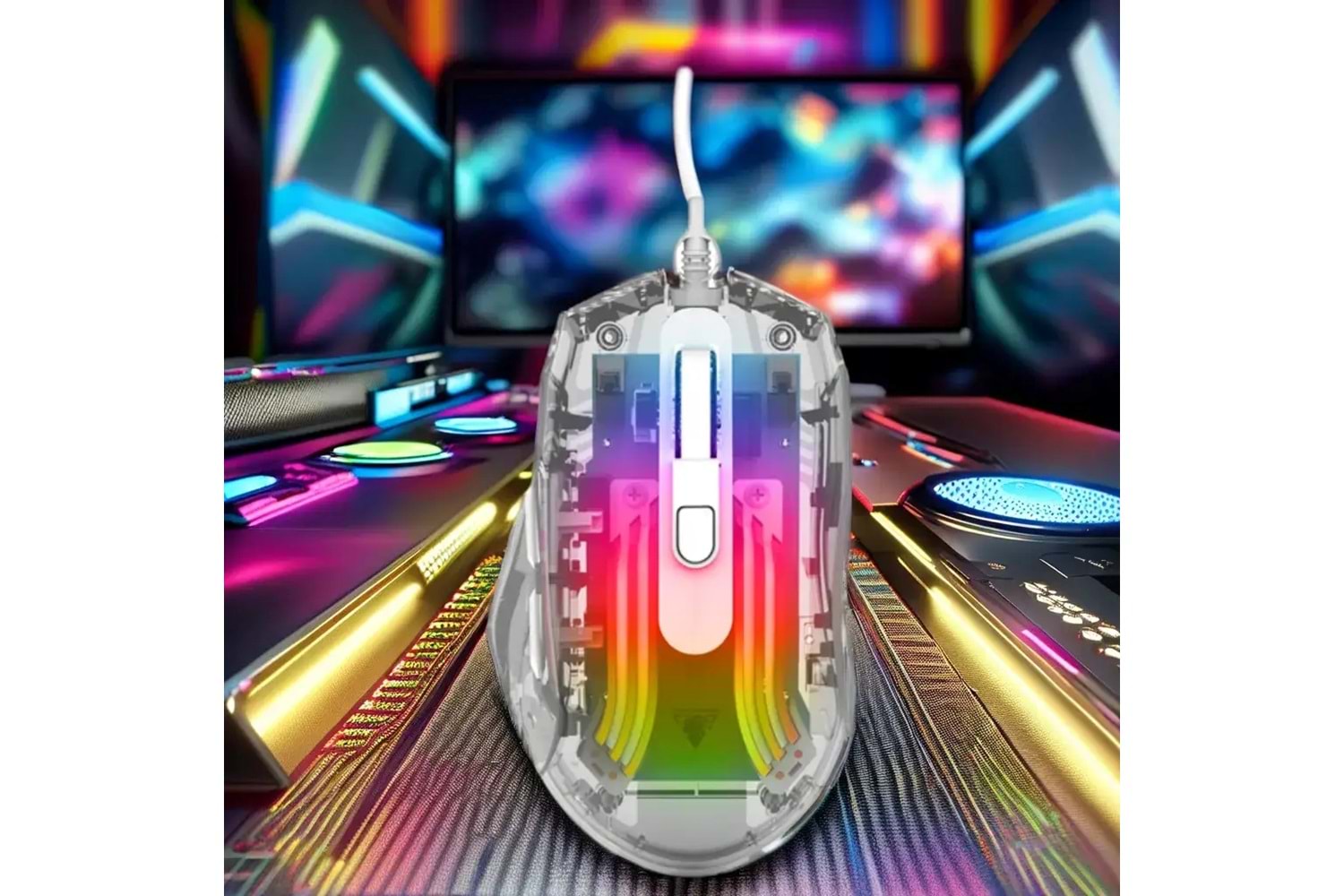 JEDEL GM1400 6D 7200 DPİ RGB ŞEFFAF 1.5M KABLOLU GAMİNG MOUSE