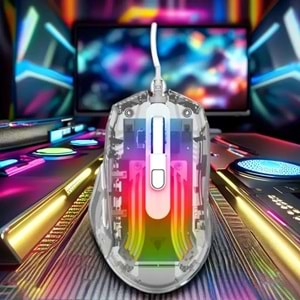 JEDEL GM1400 6D 7200 DPİ RGB ŞEFFAF 1.5M KABLOLU GAMİNG MOUSE
